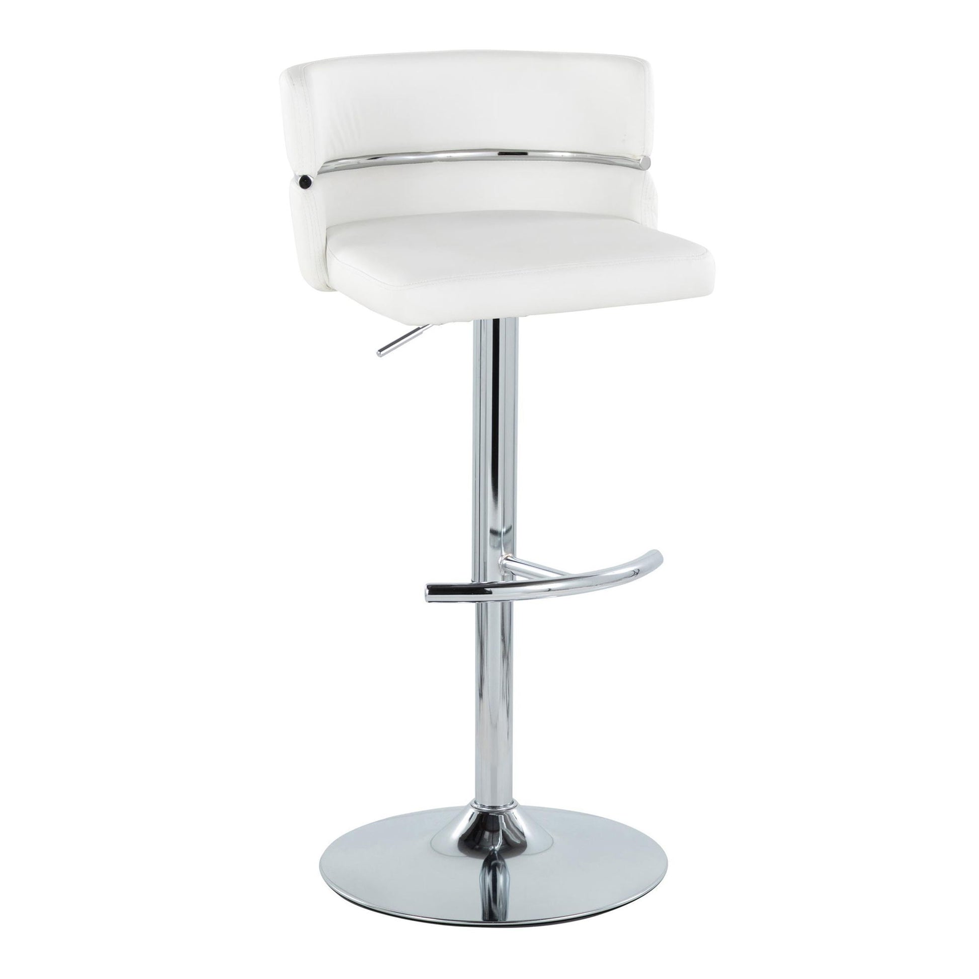 Cinch - Contemporary Adjustable Barstool With Swivel With Rounded T Footrest (Set of 2) - Chrome / White Lumi Source