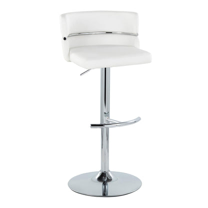 Cinch - Contemporary Adjustable Barstool With Swivel With Rounded T Footrest (Set of 2) - Chrome / White Lumi Source