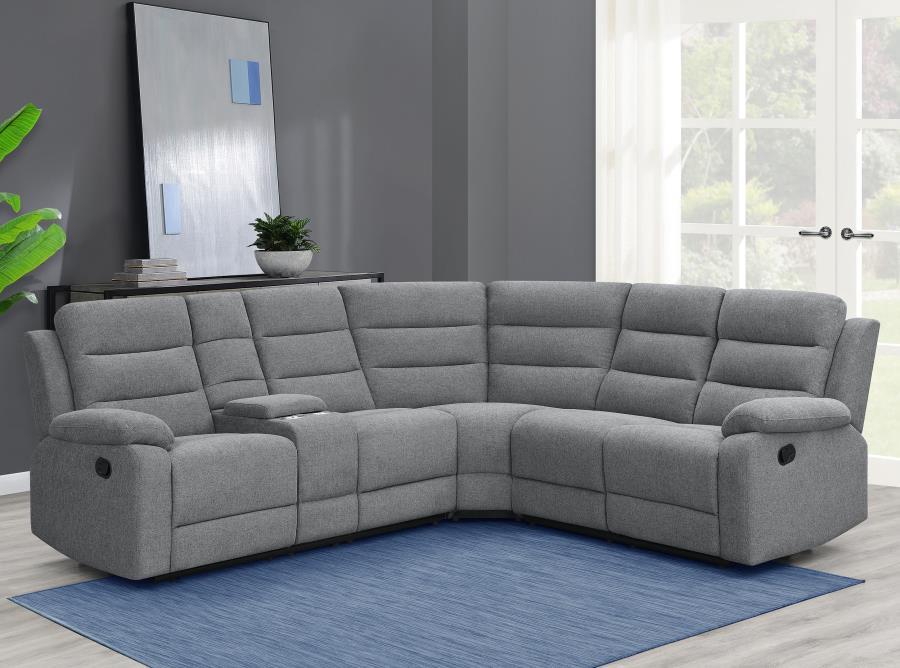 David - Upholstered Reclining Sectional Sofa - Smoke CoasterEveryday