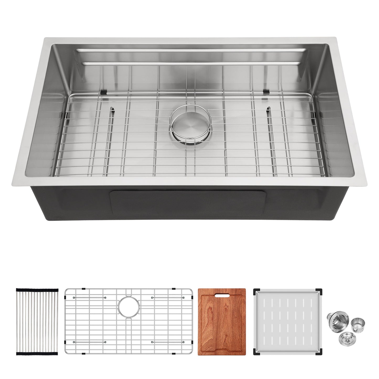 Undermount Kitchen Sink, Single Bowl With Ledge Workstation, 16 Gauge Stainless Steel - Brushed Nickel Daily Nest