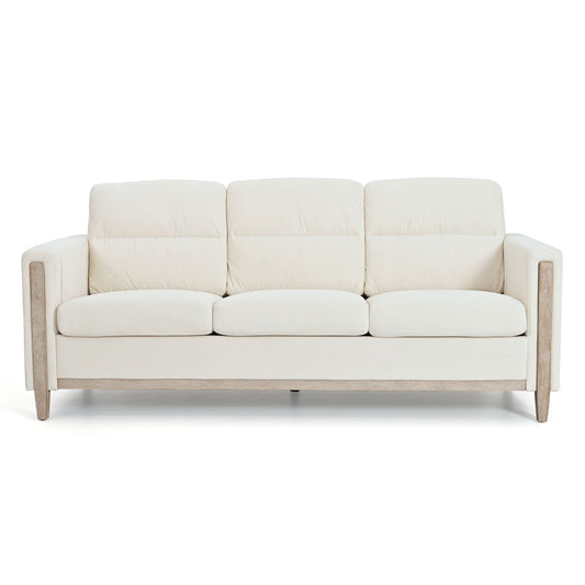 Comfortable Solid Wood Three-Seater Sofa, Soft Cushions, Durable And Long-Lasting, 79.5" Sofa Couch For Living Room Home Essentials