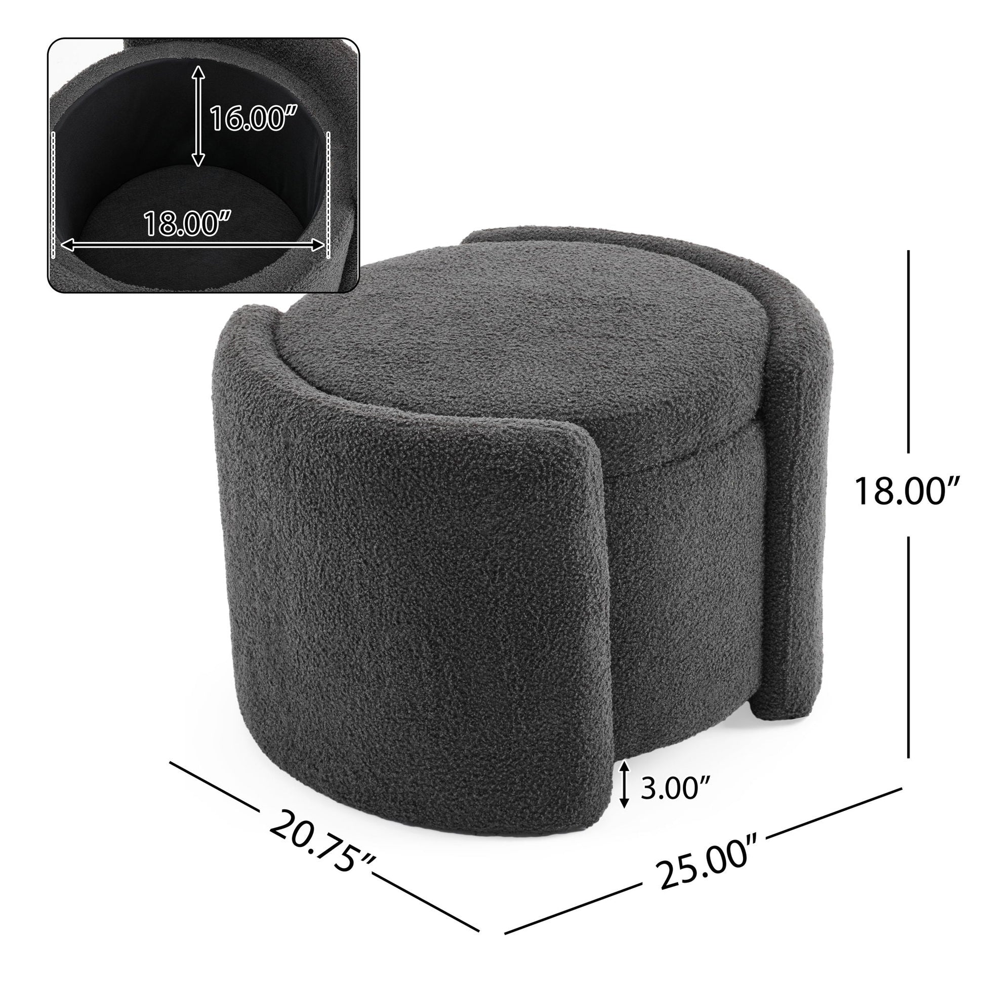 Cozy Boucle Storage Ottoman, Stylish Comfort With Hidden Storage Noble House