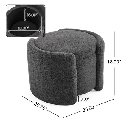Cozy Boucle Storage Ottoman, Stylish Comfort With Hidden Storage Noble House