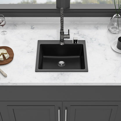 Quartz Kitchen Sink, Granite Composite, Drop In Sink With Durable Design Daily Nest