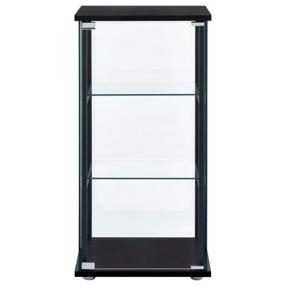 Cyclamen - 3-Shelf Clear Glass Curio Display Cabinet - Black