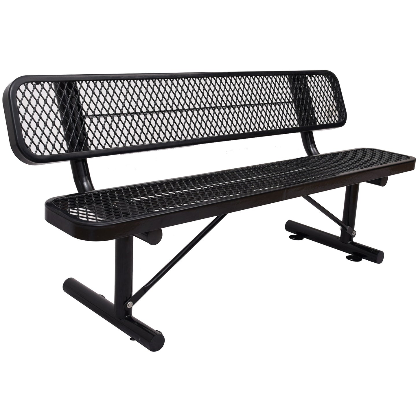 6' Outdoor Steel Bench With Backrest Home Essentials