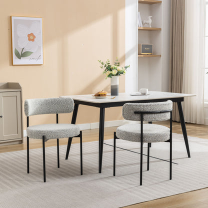 Burbank - Modern Round Boucle Dining Chairs (Set of 2) - Black / White Home Essentials