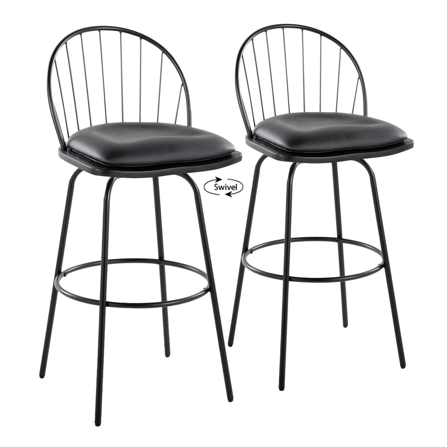 Riley - Claire Farmhouse Fixed Height Barstool With Swivel With Round Footrest (Set of 2) Lumi Source