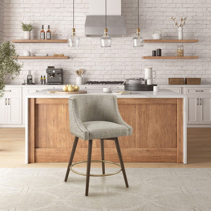 Swivel Counter Stool With Antique Bronze Detailing - Beige Multi JLA