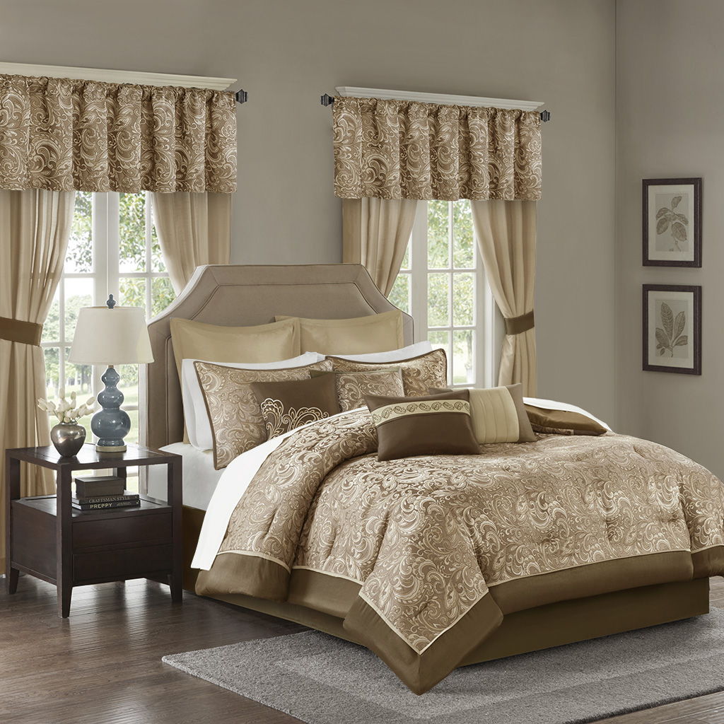 Brystol - 24 Piece Room In A Bag - Brown - Fabric Madison Park Essentials