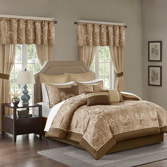 Brystol - 24 Piece Room In A Bag - Brown - Fabric Madison Park Essentials