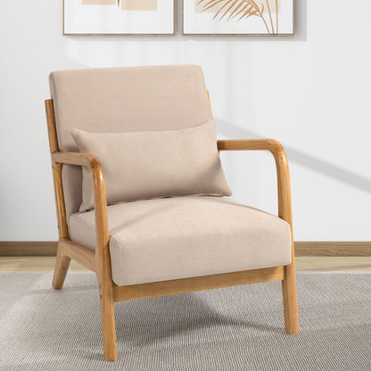 Leisure Chair With Solid Wood Armrest And Feet, Mid-Century Modern Accent Sofa, 1 Seat Home Essentials