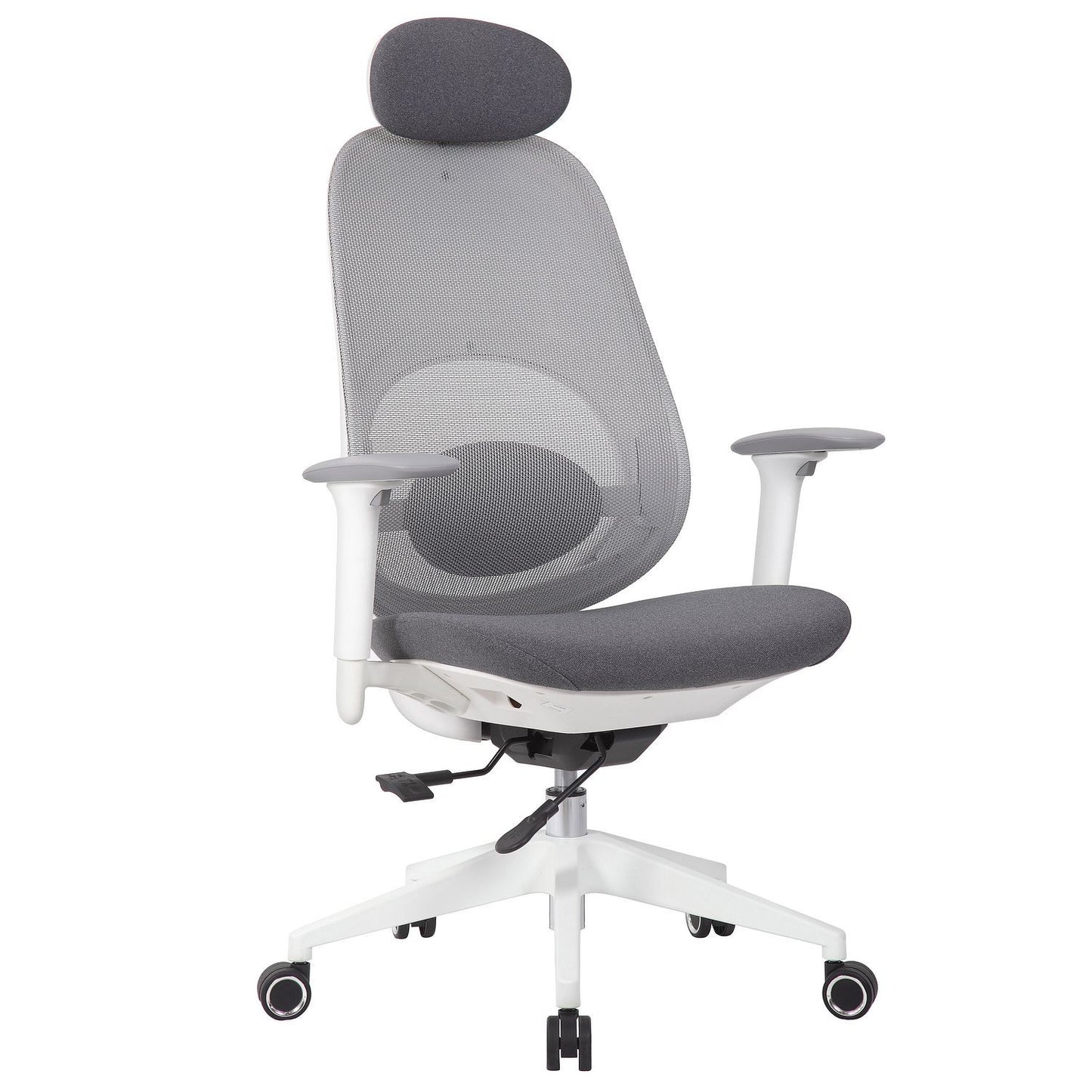 High Back Swivel Desk Chair With Height Adjustable Backrest, 3 Tilt Lock & Rotatable Headrest - Milk White Home Essentials