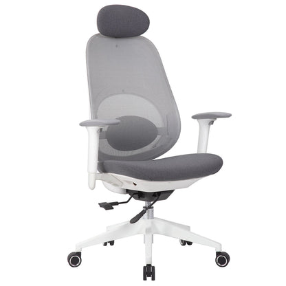 High Back Swivel Desk Chair With Height Adjustable Backrest, 3 Tilt Lock & Rotatable Headrest - Milk White Home Essentials