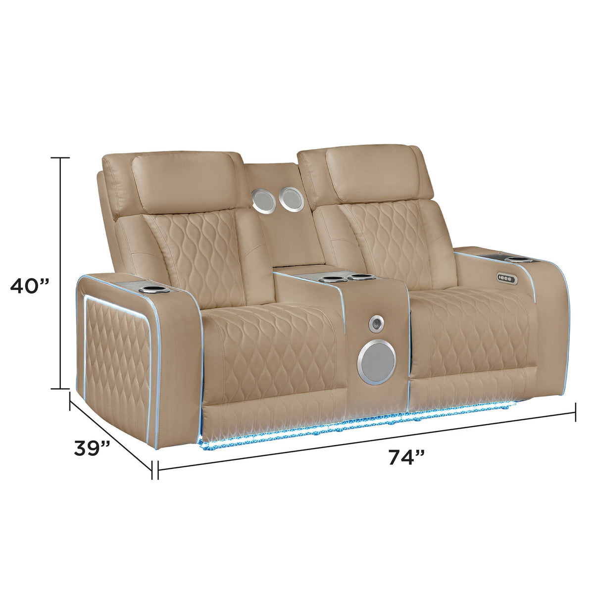 Electra - Power Reclining Loveseat With Power Headrests, Console, Speakers, Massage, LED Lighting And USB Control Matrix Furniture Group