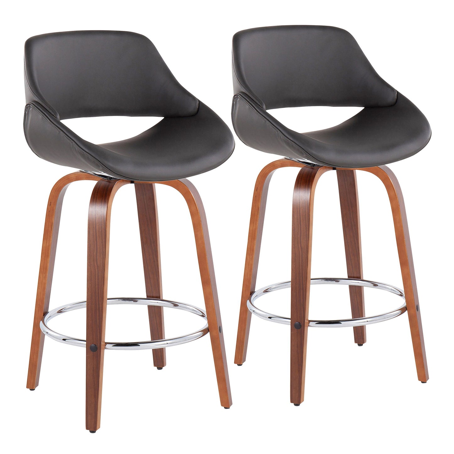 Fabrico - Mid Century Modern, Fixed Height Counter Stool With Round Footrest (Set of 2) Lumi Source