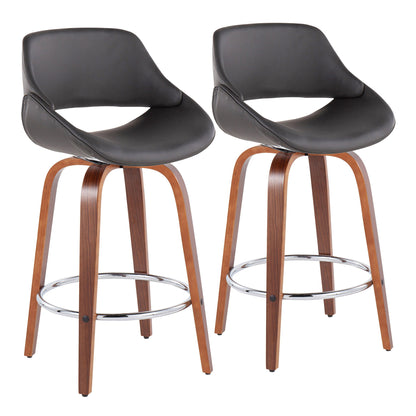 Fabrico - Mid Century Modern, Fixed Height Counter Stool With Round Footrest (Set of 2) Lumi Source