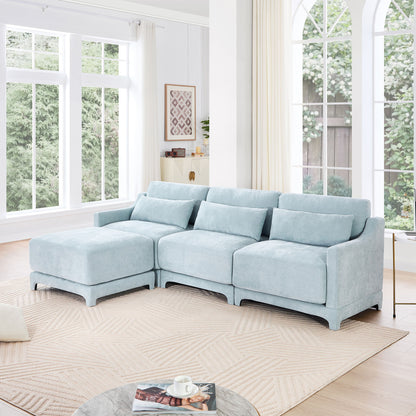 Stylish Sofa With Ottoman And Lumbar Pillows, Ergonomic Design Home Essentials