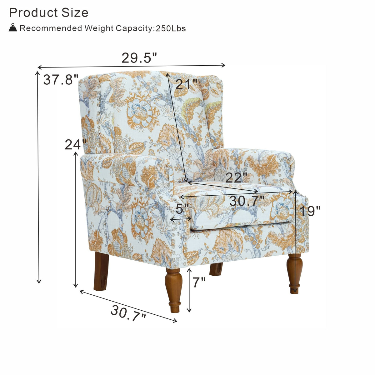 Accent Chair With Floral Upholstery And Nailhead Trim Home Essentials