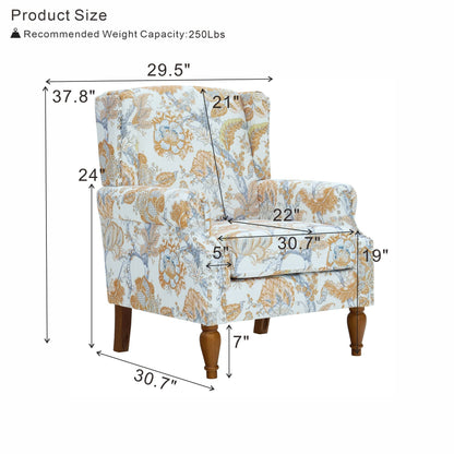 Accent Chair With Floral Upholstery And Nailhead Trim Home Essentials