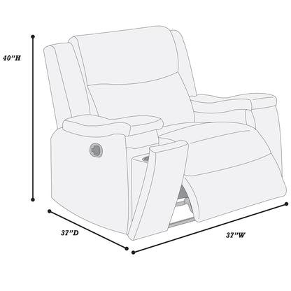 1 Piece Manual Recliner With Padded Seat And Backrest, Square Arms For Living Room - Walnut Home Essentials