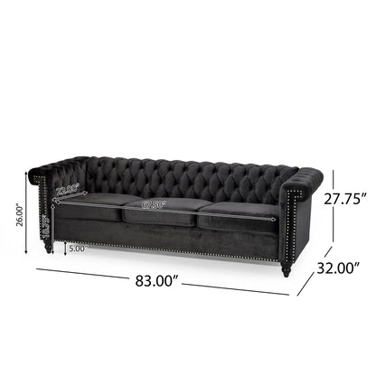 Chesterfield Style 3 Seater Sofa With Deep Button Tufting Noble House