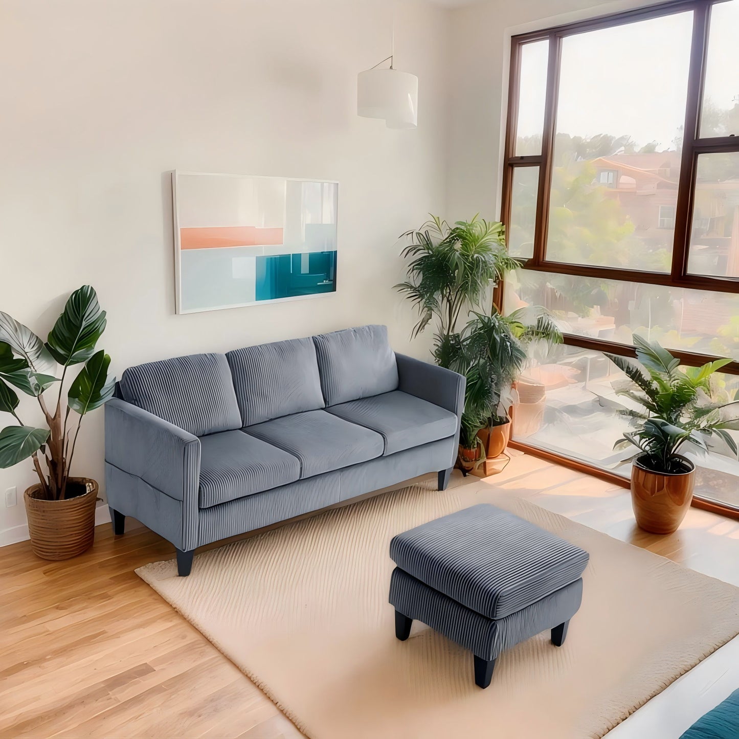 L-Shaped Sectional Sofa With Padded Cashmere, Space Saving Design For Living Rooms & Apartments - Gray Home Essentials