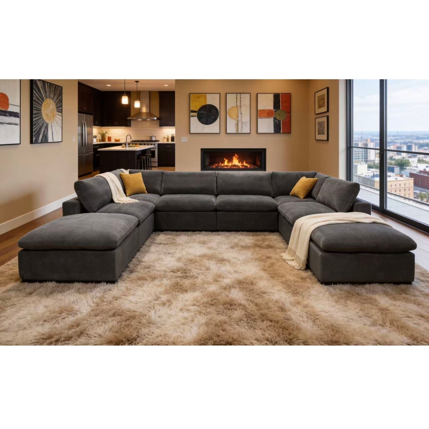 Custom Configuration Modular Sectional & Toss Pillows Home Essentials