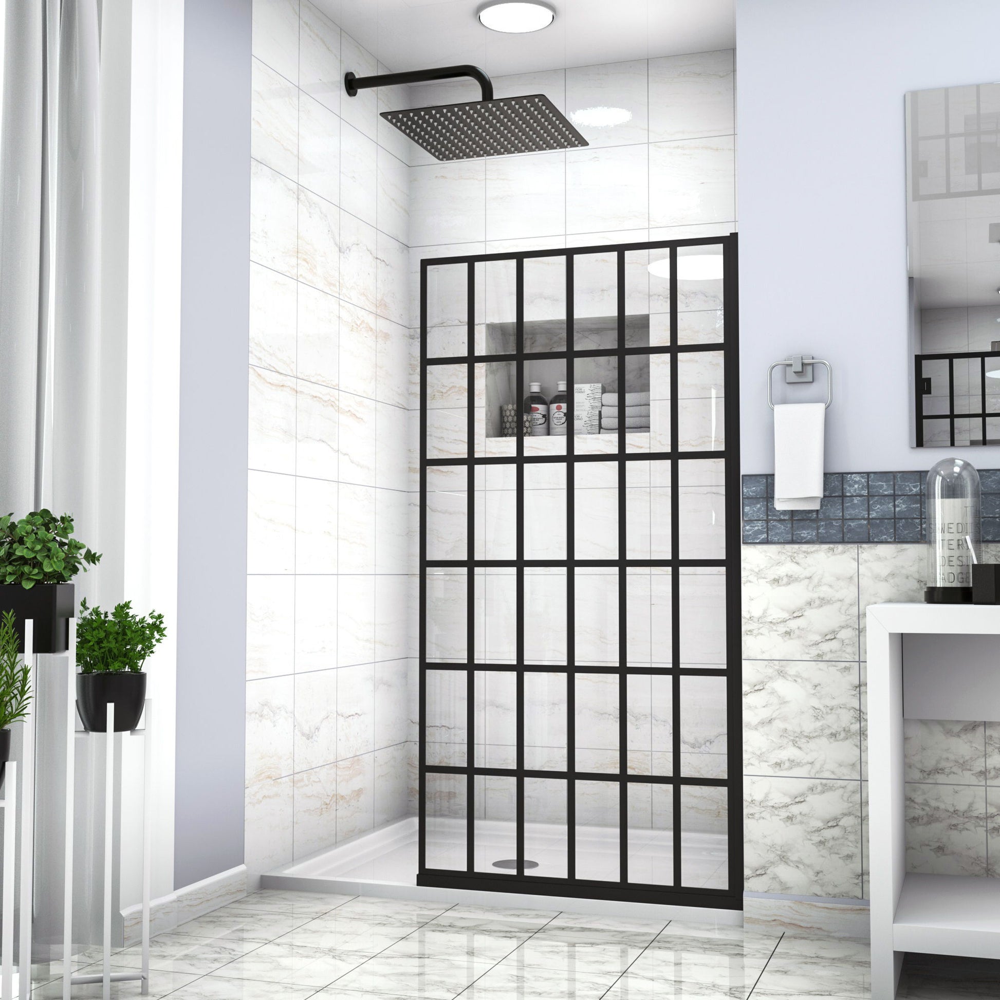 Frameless Fixed Shower Door, Open Entry Design Daily Nest