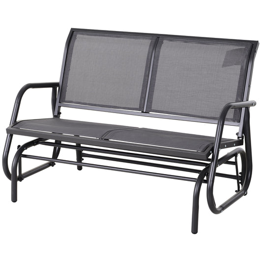 Outsunny - 2 Person Outdoor Glider Bench, Patio Double Swing Rocking Chair Loveseat With Powder Coated Steel Frame For Backyard Garden Porch - Gray Home Essentials