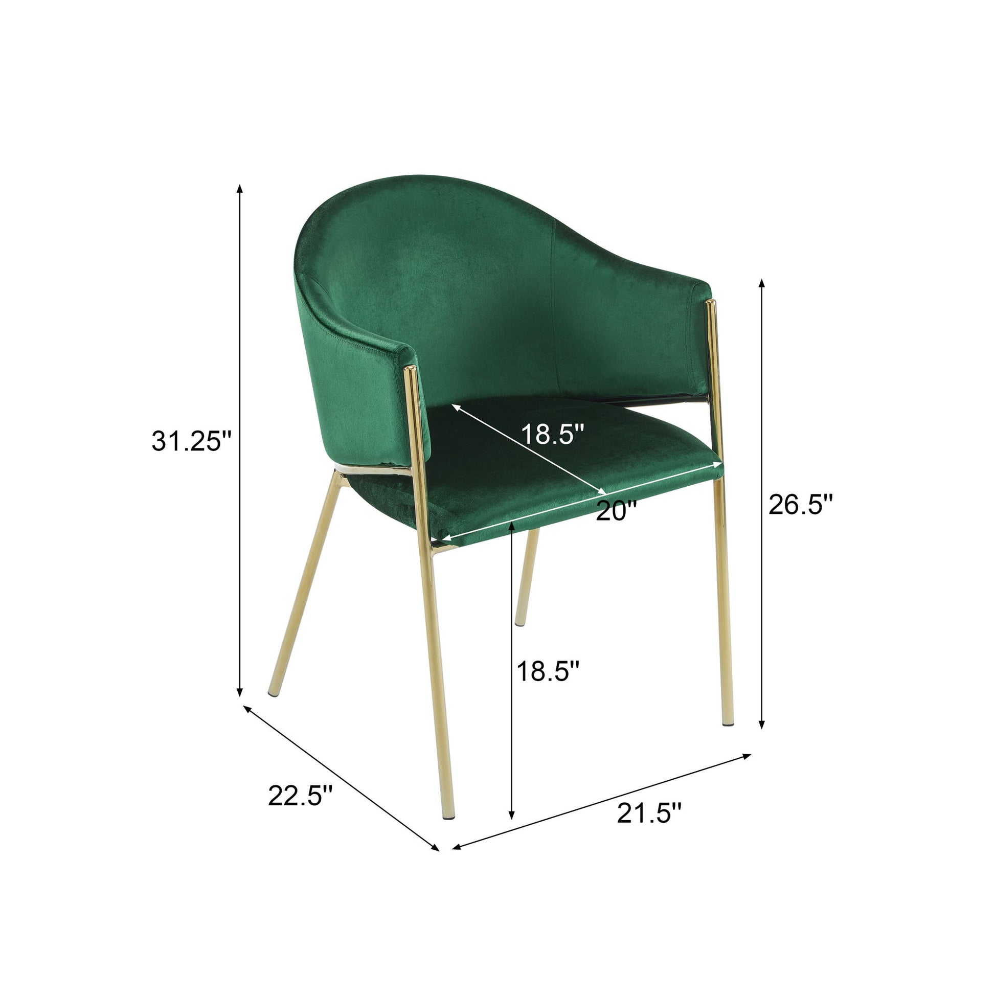 Modern Upholstered Dining Chair With Frame And Plush Velvet Noble House