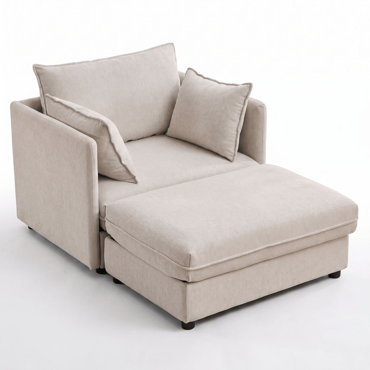 Oversized Deep Seat Accent Chair With Matching Storage Ottoman & Throw Pillows Hearth and Haven