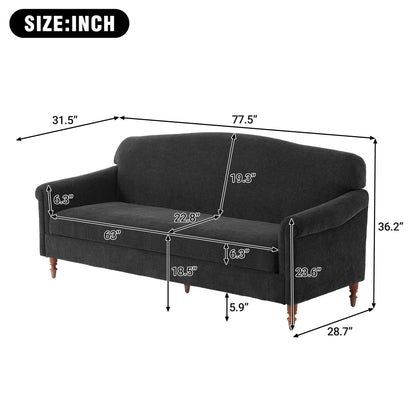 Loveseat Sofa, 2 Seater Couch With Rolled Arms Noble House
