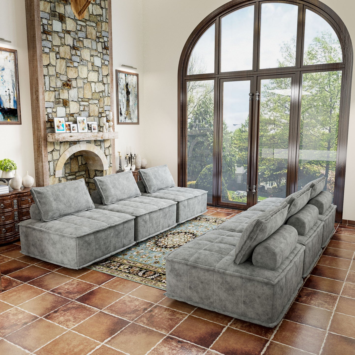 Luxury L-Shaped Modular Sofa With Hidden Legs, Adjustable Cushions, And Spring Seats - Perfect For Modern Living Room