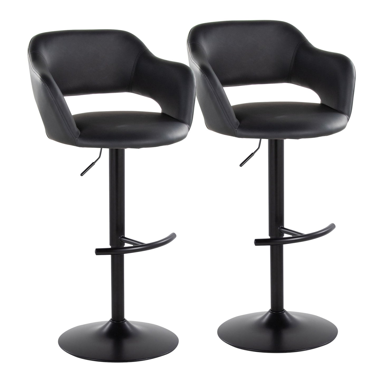 Margarite - Contemporary Adjustable Barstool With Swivel With Rounded T Footrest (Set of 2) Lumi Source