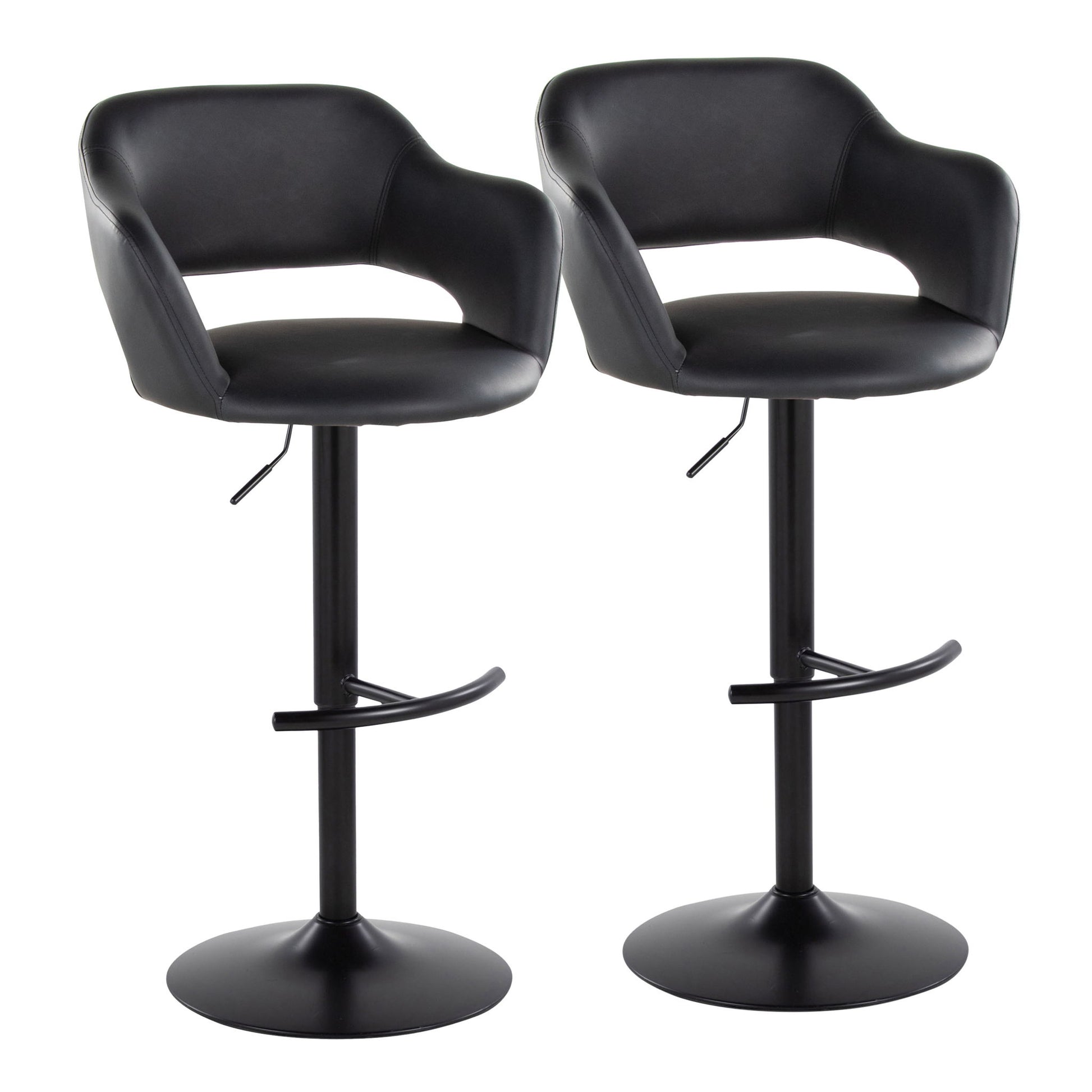 Margarite - Contemporary Adjustable Barstool With Swivel With Rounded T Footrest (Set of 2) Lumi Source