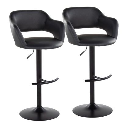 Margarite - Contemporary Adjustable Barstool With Swivel With Rounded T Footrest (Set of 2) Lumi Source