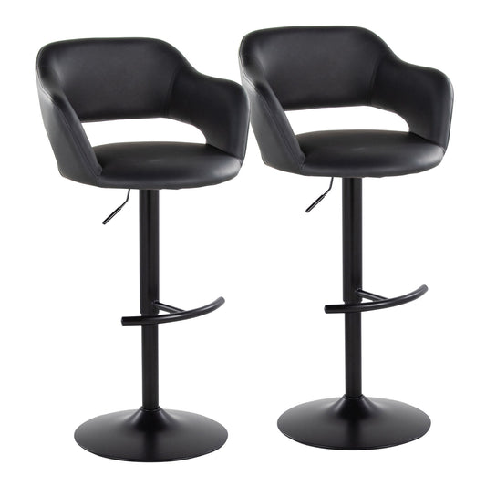 Margarite - Contemporary Adjustable Barstool With Swivel With Rounded T Footrest (Set of 2) Lumi Source