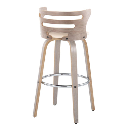 Cosini - Mid Century Modern Fixed Height, Barstool With Swivel With Round Footrest (Set of 2) Lumi Source