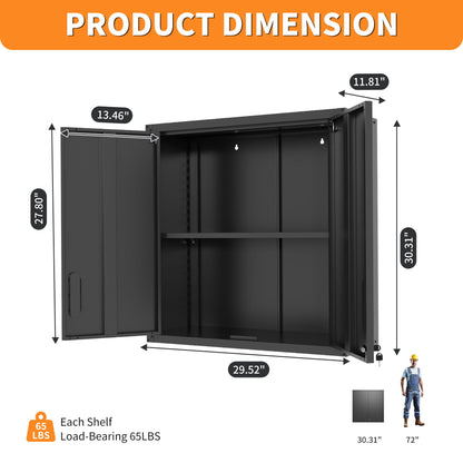 Metal Wall Mounted Tool Storage Cabinet With 2 Locking Doors, Adjustable Shelf, And Drawer Daily Nest