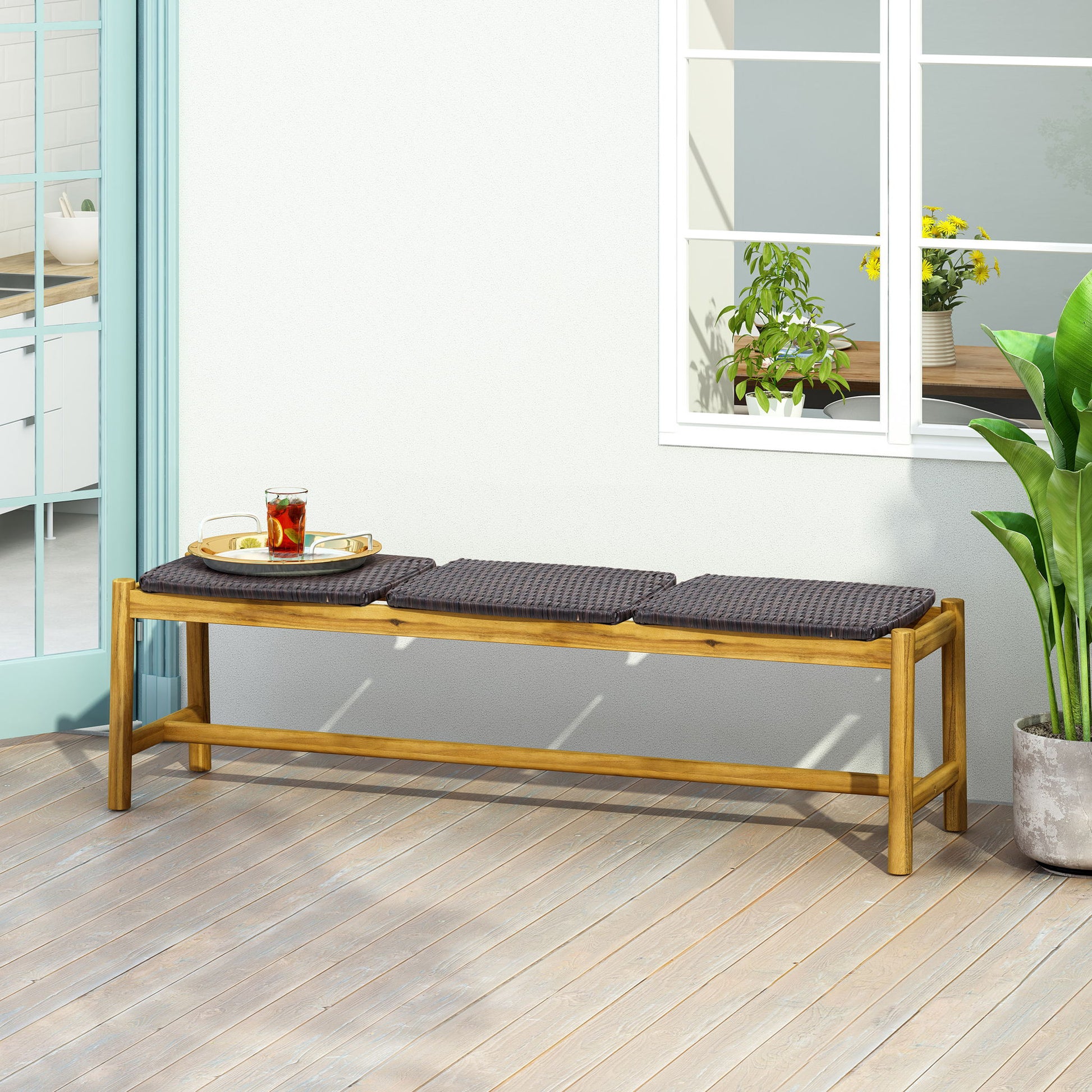 Cambria - Rustic 3 Seater Bench - Teak Noble House