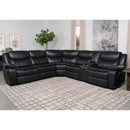 Salerno - Upholstered Power Reclining Sectional Sofa - Dark Gray Furniture Max