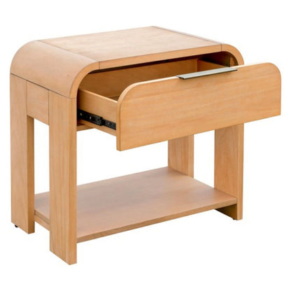 1 Drawer Waterfall Nightstand With Mid Century Design - Natural JLA