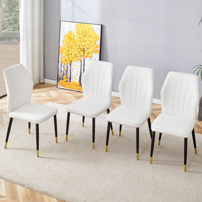 4 Modern Dining Chairs With Stylish Patterned Backrest And Metal Legs Home Essentials