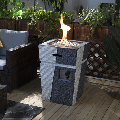 20" Propane Gas Fire Pit Table, 50000 Btu Square Concrete Fire Pit For Outside Patio Deck Garden Backyard - Light Gray Blue Home Essentials