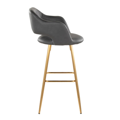 Margarite - Contemporary Fixed Height Barstool With Footrest (Set of 2) With Square Lumi Source