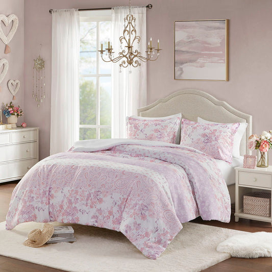 Oliena - Floral Paisley Duvet Cover Set - Pink Intelligent Design
