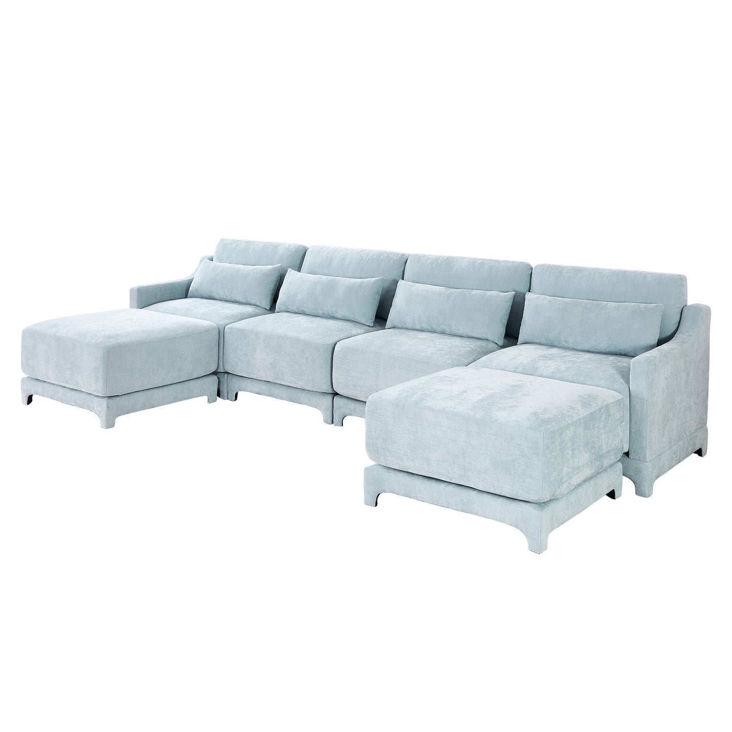 Stylish Sofa With Ottoman And Lumbar Pillows, Ergonomic Design Home Essentials