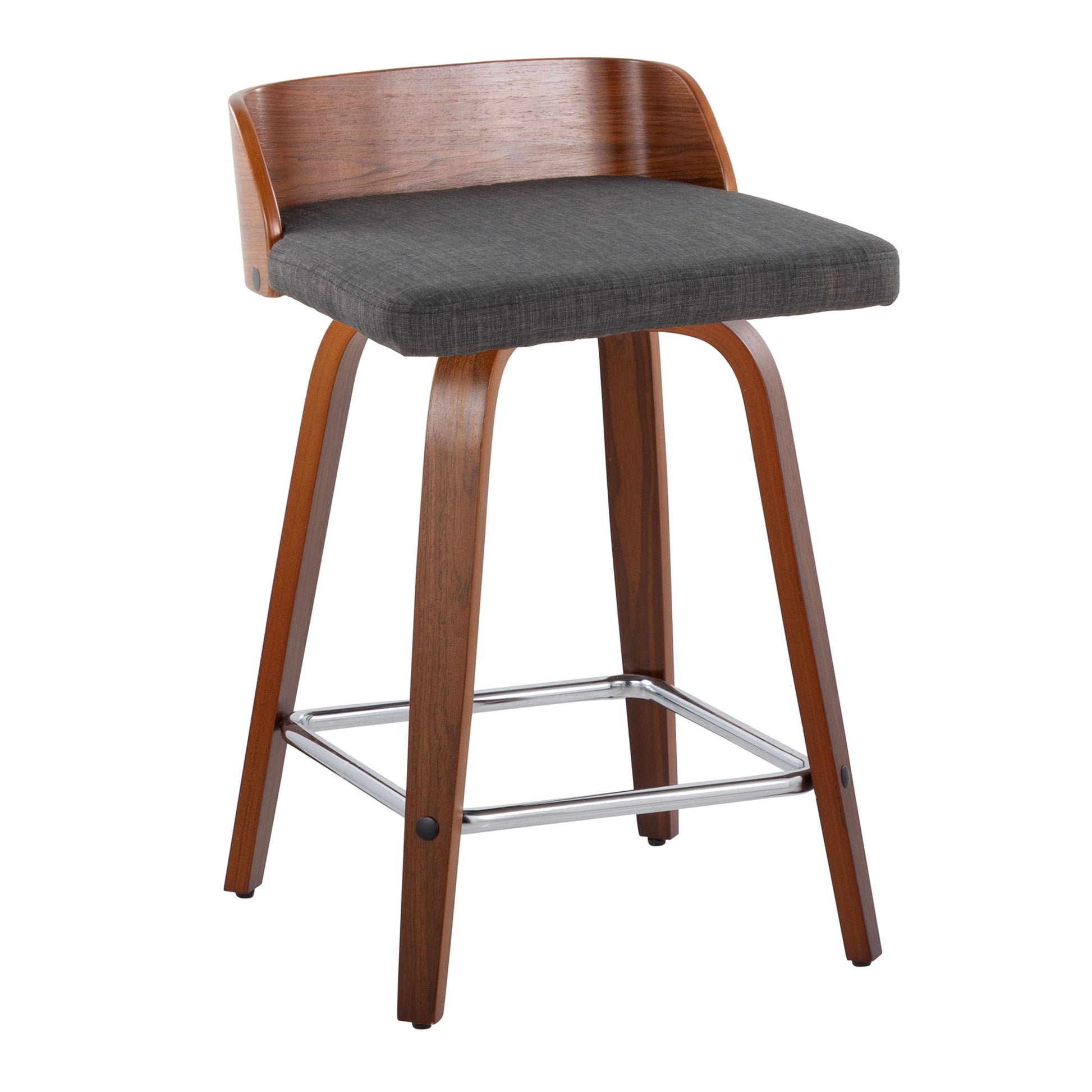 Maya - Mid Century Modern Fixed Height Counter Stool With Swivel With Square Footrest (Set of 2) Lumi Source