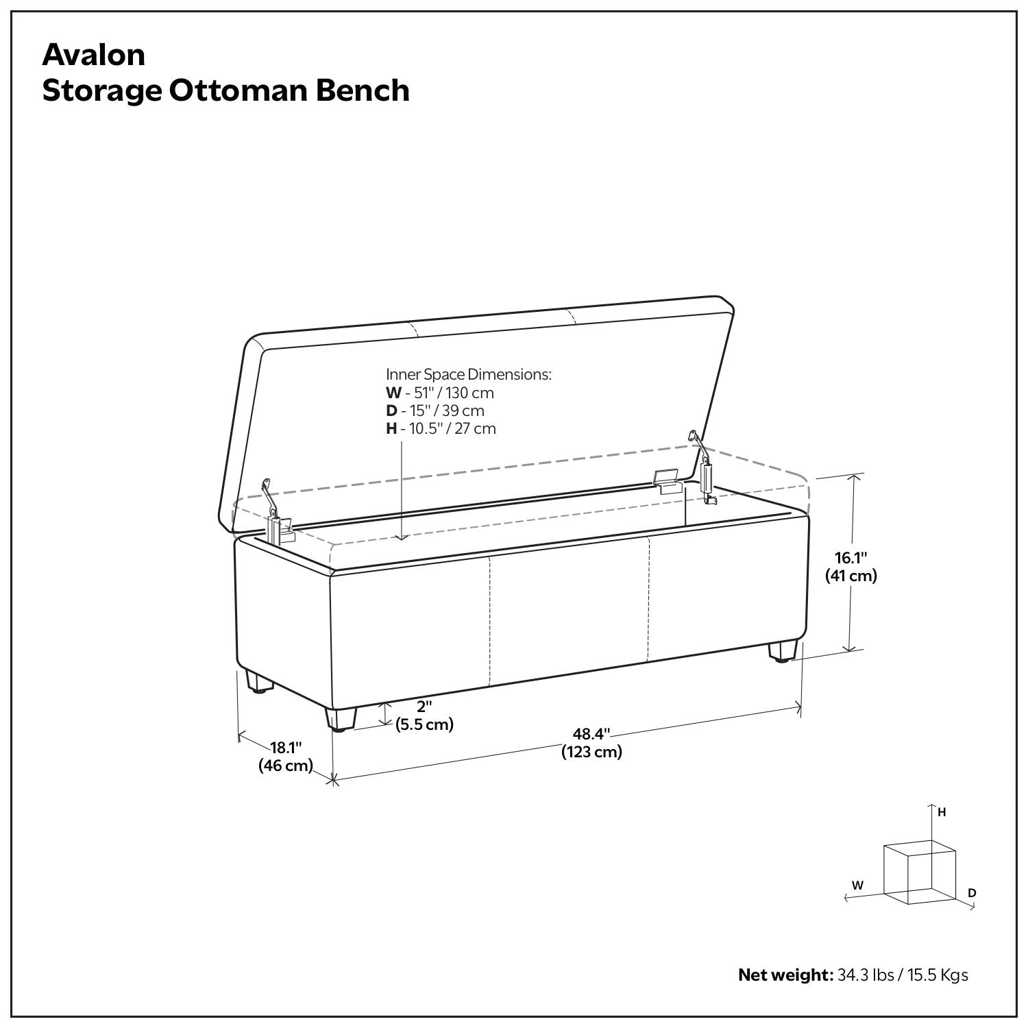 Avalon - Contemporary Storage Ottoman Bench Simpli-Home